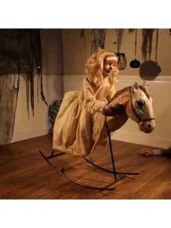 Automate Poupée Fantôme Sur Cheval à Bascule -Robes D'Halloween Soldes Boutique automate poupee fantome sur cheval a bascule 2