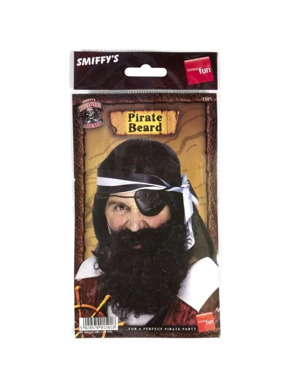 Smiffys Barbe Pirate Noire Avec élastique 4 Smiffys Barbe Pirate Noire Avec élastique – Image 2