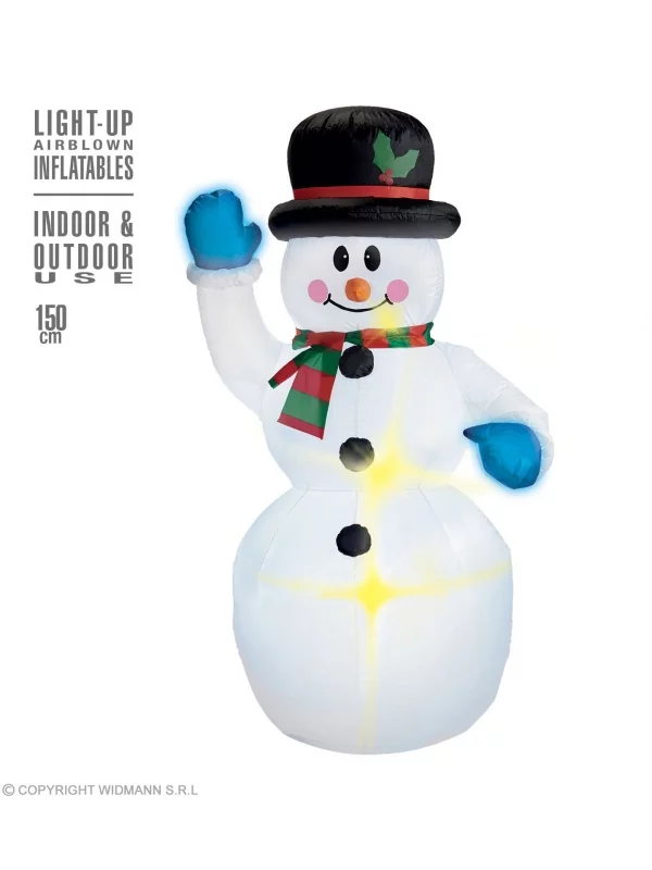 WIDMANN Bonhomme De Neige Gonflable (lumineux Avec Ventilateur-150 Cm) 4 WIDMANN Bonhomme De Neige Gonflable (lumineux Avec Ventilateur-150 Cm) – Image 2