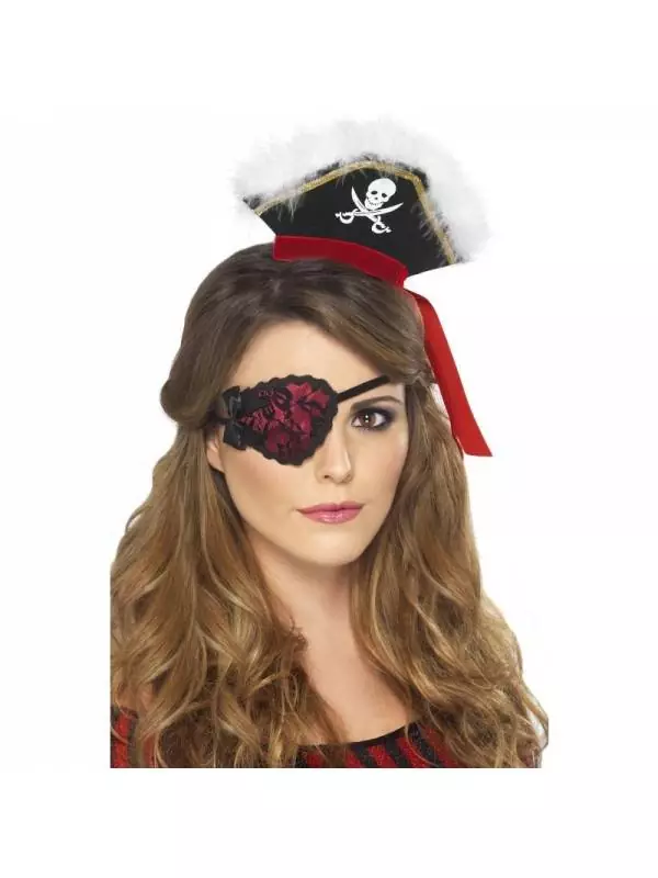 Smiffys Cache-oeil Pirate Femme Rouge Dentelle 4 Smiffys Cache-oeil Pirate Femme Rouge Dentelle – Image 2
