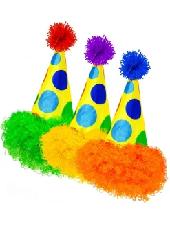 WIDMANN Chapeau De Clown Avec Perruque Frisée 3 Coul. Ass