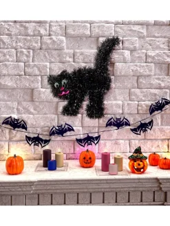 WIDMANN Chat Noir En Fil De Lame Pour Décoration Halloween 30 X 36 Cm