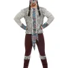 Smiffys Déguisement De Guerrier Indien Sombre, Gris (Haut, Pantalon Et Masque) -Robes D'Halloween Soldes Boutique deguisement de guerrier indien sombre gris haut pantalon et masque