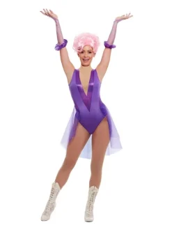 Smiffys Déguisement Trapéziste De Cirque Violet, Femme (body Et Gants) -Robes D'Halloween Soldes Boutique deguisement de trapeziste violet taille m 1
