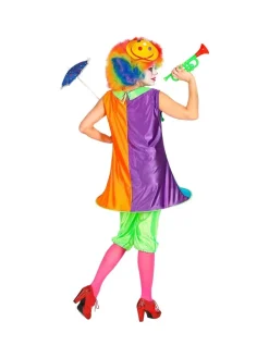 WIDMANN Déguisement Femme Clown Multicolore (robe Avec Cerceau Et Cravate, Pantalon Court) -Robes D'Halloween Soldes Boutique deguisement femme clown multicolore robe avec cerceau et cravate pantalon court 2