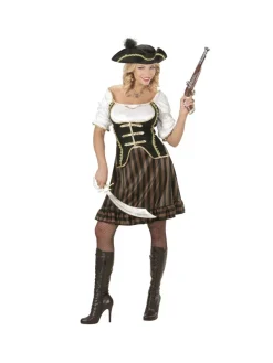 WIDMANN Déguisement Femme Pirate, Capitaine (robe Avec Corset, Chapeau Avec Plumes) -Robes D'Halloween Soldes Boutique deguisement femme pirate capitaine robe avec corset chapeau avec plumes 1