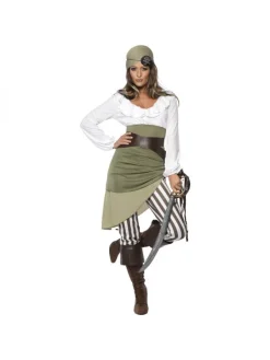 Smiffys Déguisement Femme Pirate (haut, Jupe, Collant, Bandana, Ceinture Et Sur-chausse