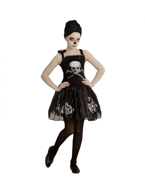WIDMANN Déguisement Halloween Fille (robe Squelette Noire) 4 WIDMANN Déguisement Halloween Fille (robe Squelette Noire) – Image 2