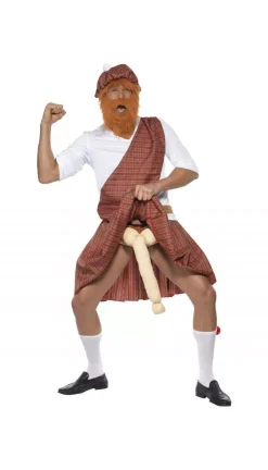 Smiffys Déguisement Highlander Bien équipé Rouge Homme (chapeau, Barbe, Haut, Ceinture, Kilt, Sporran, Chaussettes & Dotation)