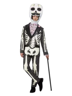 Smiffys Déguisement Jour Des Morts Homme (Veste, Haut, Pantalon Et Casque Tête De Mort) -Robes D'Halloween Soldes Boutique deguisement jour des morts homme veste haut pantalon et casque tete de mort 2