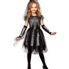 WIDMANN Déguisement Mariée Fille Squelette Noir (robe, Mitaines, Voile De Mariée Avec Cornes) -Robes D'Halloween Soldes Boutique deguisement mariee fille squelette noir robe mitaines voile de mariee avec cornes