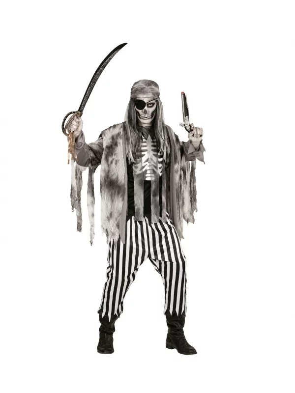 WIDMANN Déguisement Pirate Bateau Fantôme Homme (chemise Avec Squelette Apparent, Veste, Pantalon, Bandana, Cache-oeil) 4 WIDMANN Déguisement Pirate Bateau Fantôme Homme (chemise Avec Squelette Apparent, Veste, Pantalon, Bandana, Cache-oeil) – Image 2