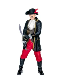 WIDMANN Déguisement Pirate Boucanier Homme (par Dessus, Veste, Gilet, Jabot, Pantalon, Sur-bottes, Chapeau Avec Plume)