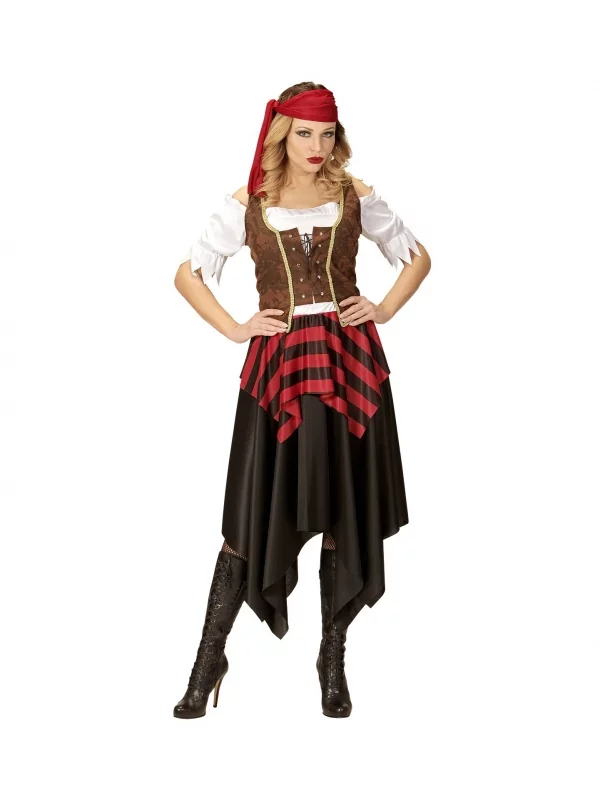 WIDMANN Déguisement Pirate Femme (robe Longue, Corset, Bandeau) 4 WIDMANN Déguisement Pirate Femme (robe Longue, Corset, Bandeau) – Image 2