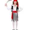 WIDMANN Déguisement Pirate Fille Blanc, Noir Et Rouge (chemise Avec Gilet, Jupe, Ceinture, Bandeau)
