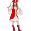 WIDMANN Déguisement Pirate Fille Rouge Et Blanc (robe, Chapeau)