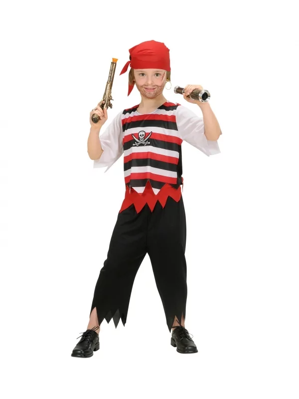WIDMANN Déguisement Pirate Garçon Rouge Et Noir (la Haut, Le Pantalon, La Bandana, La Ceinture) 4 WIDMANN Déguisement Pirate Garçon Rouge Et Noir (la Haut, Le Pantalon, La Bandana, La Ceinture) – Image 2