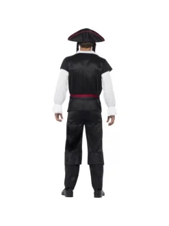 Smiffys Déguisement Pirate Homme Noir ( Haut, Pantalon, Ceinture Et Tricorne Avec Cheveux) -Robes D'Halloween Soldes Boutique deguisement pirate homme noir haut pantalon ceinture et tricorne avec cheveux 2