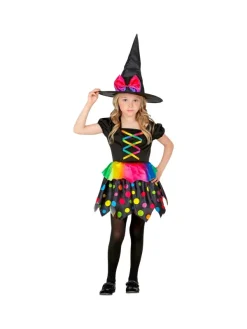 WIDMANN Déguisement Sorcière Fille Noir Et Fluo (robe Et Chapeau) -Robes D'Halloween Soldes Boutique deguisement sorciere fille noir et fluo robe et chapeau 2