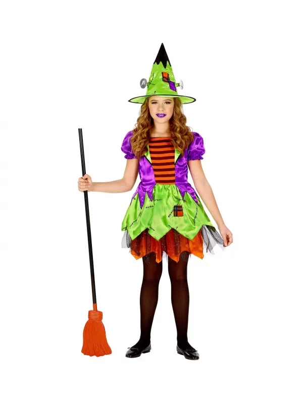 WIDMANN Déguisement Sorcière Fille Rose Et Vert (robe, Chapeau) 3 WIDMANN Déguisement Sorcière Fille Rose Et Vert (robe, Chapeau)