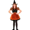 WIDMANN Déguisement Sorcière Orange Et Noir, Fille (robe Imprimée étoiles Scintillantes Et Chapeau) -Robes D'Halloween Soldes Boutique deguisement sorciere orange et noir fille robe imprimee etoiles scintillantes et chapeau