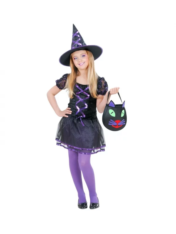 WIDMANN Déguisement Sorcière Tutu (robe Noire Et Violet, Chapeau) 3 WIDMANN Déguisement Sorcière Tutu (robe Noire Et Violet, Chapeau)
