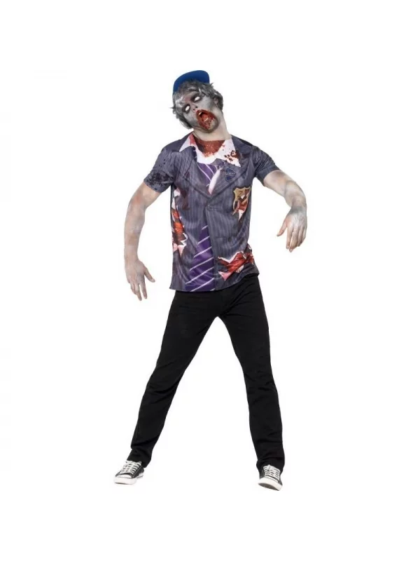 Smiffys Déguisement Zombie Ecolier Homme (tee-shirt, Casquette) 3 Smiffys Déguisement Zombie Ecolier Homme (tee-shirt, Casquette)