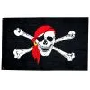 WIDMANN Drapeau De Pirate En Tissu 130 X 80 Cm - Tête De Mort Avec Bandana Rouge -Robes D'Halloween Soldes Boutique drapeau de pirate en tissu 130 x 80 cm tete de mort avec bandana rouge