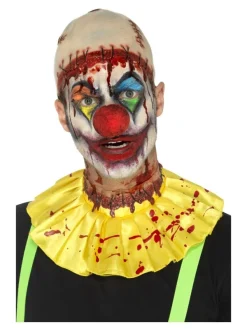 Smiffys Kit Instantané Clown Effrayant En Latex, Jaune, Avec Crâne Chauve, Collerette Et Plaie Cou Tranché Attachée