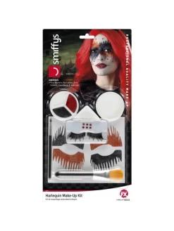 Smiffys Kit Maquillage Arlequin (Peinture Visage, Faux-cils, Bijoux Autocollants, Applicateur) -Robes D'Halloween Soldes Boutique kit maquillage arlequin peinture visage faux cils bijoux autocollants applicateur 1