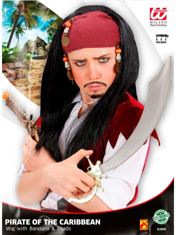 WIDMANN Perruque Pirate De Caraïbes Enfant Avec Bandana Et Perles 3 WIDMANN Perruque Pirate De Caraïbes Enfant Avec Bandana Et Perles