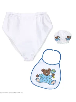 WIDMANN Set Bébé Bleu Adulte (bonnet, Bavoir, Couche Géante)