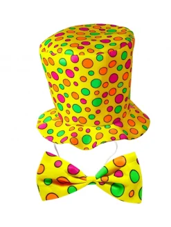 WIDMANN Set Clown Adulte Chapeau Et Nœud Pap Jaune à Pois -Robes D'Halloween Soldes Boutique set clown adulte chapeau et noeud pap jaune a pois 2