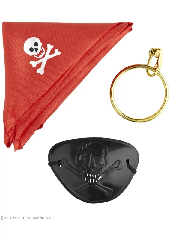 WIDMANN Set Pirate (bandana, Cache-oeil, Boucle D'oreille) 3 WIDMANN Set Pirate (bandana, Cache-oeil, Boucle D'oreille)