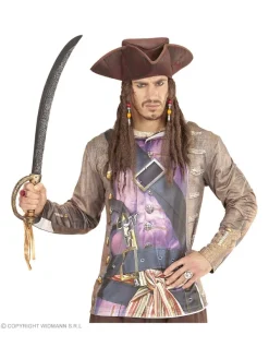 WIDMANN Tricorne Pirate Simili Cuir Avec Cheveux -Robes D'Halloween Soldes Boutique tricorne pirate simili cuir avec cheveux 2