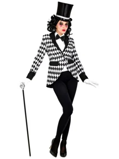 Robes D'Halloween Soldes Boutique -Robes D'Halloween Soldes Boutique veste femme a motif losangearlequin noir et blanc 1